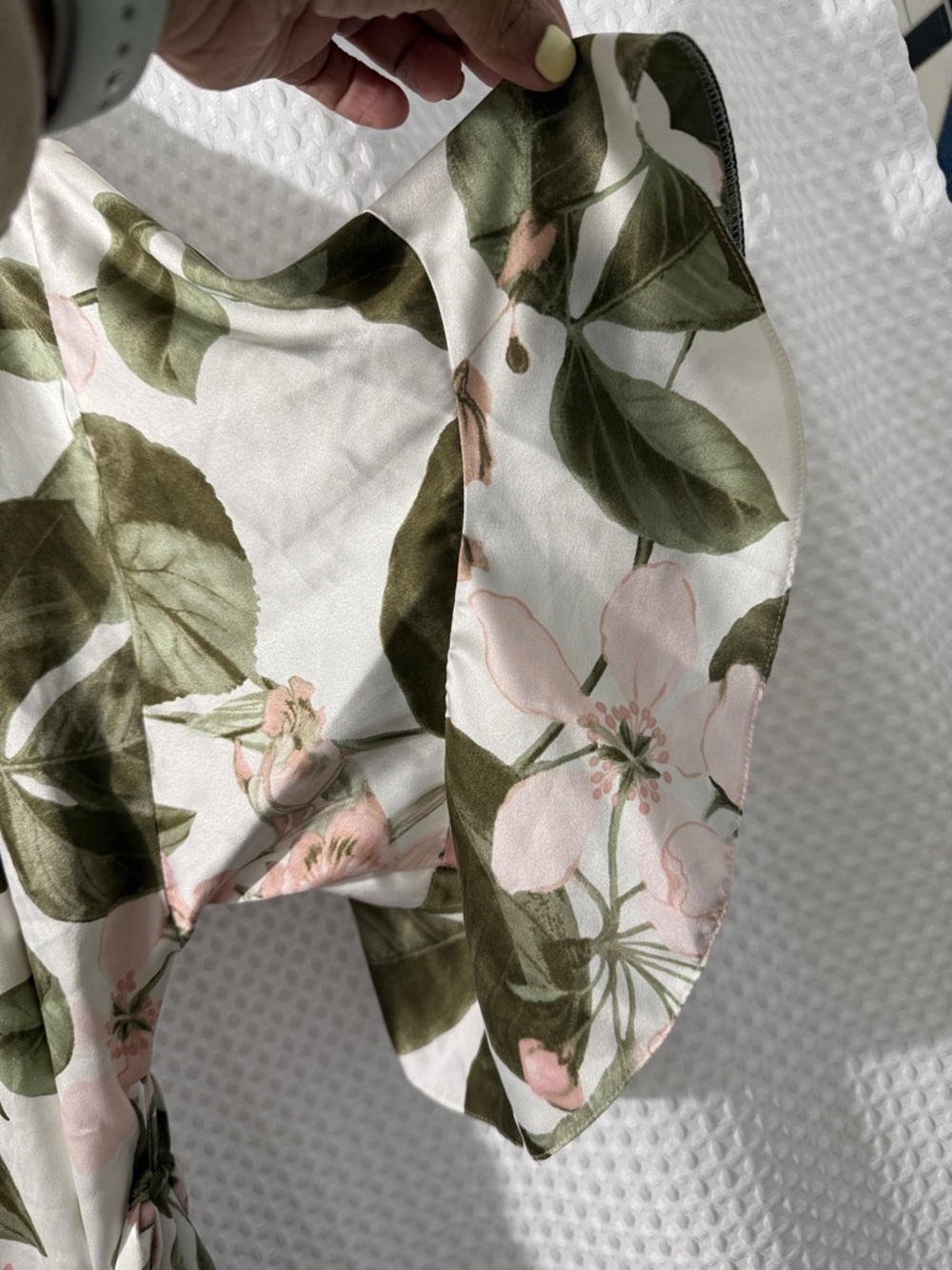 Victoria Secret Green Floral Satin Kimono Robe Ruffle Flounce Size M/L - Picture 5 of 10